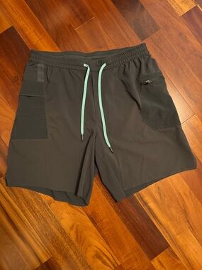 lululemon athletica Black Athletic Shorts with Mint Drawcord